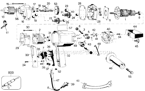 Page A Diagram and Parts List for G-2610 Type 100 Black and Decker Electric Drill
